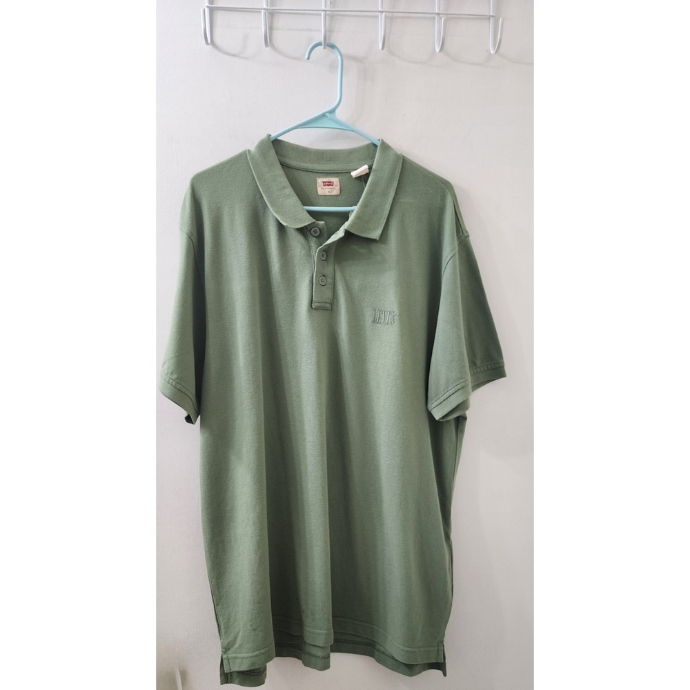 Levis Mens XL Sage Green Cotton Pique Short Sleeve Logo Polo Shirt NWT